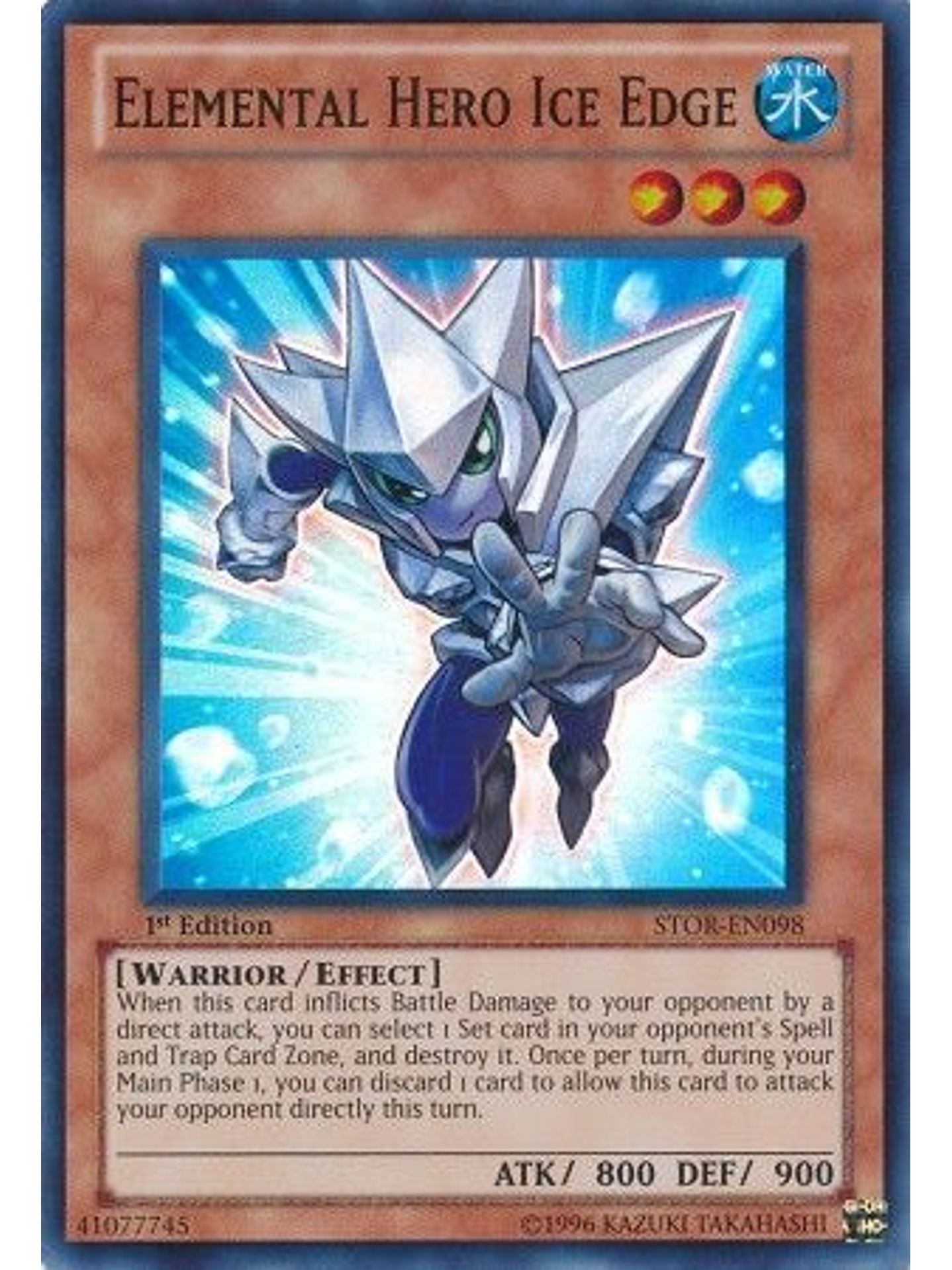 Elemental Hero Ice Edge - STOR-EN098 - Super Rare 1st Edition 1