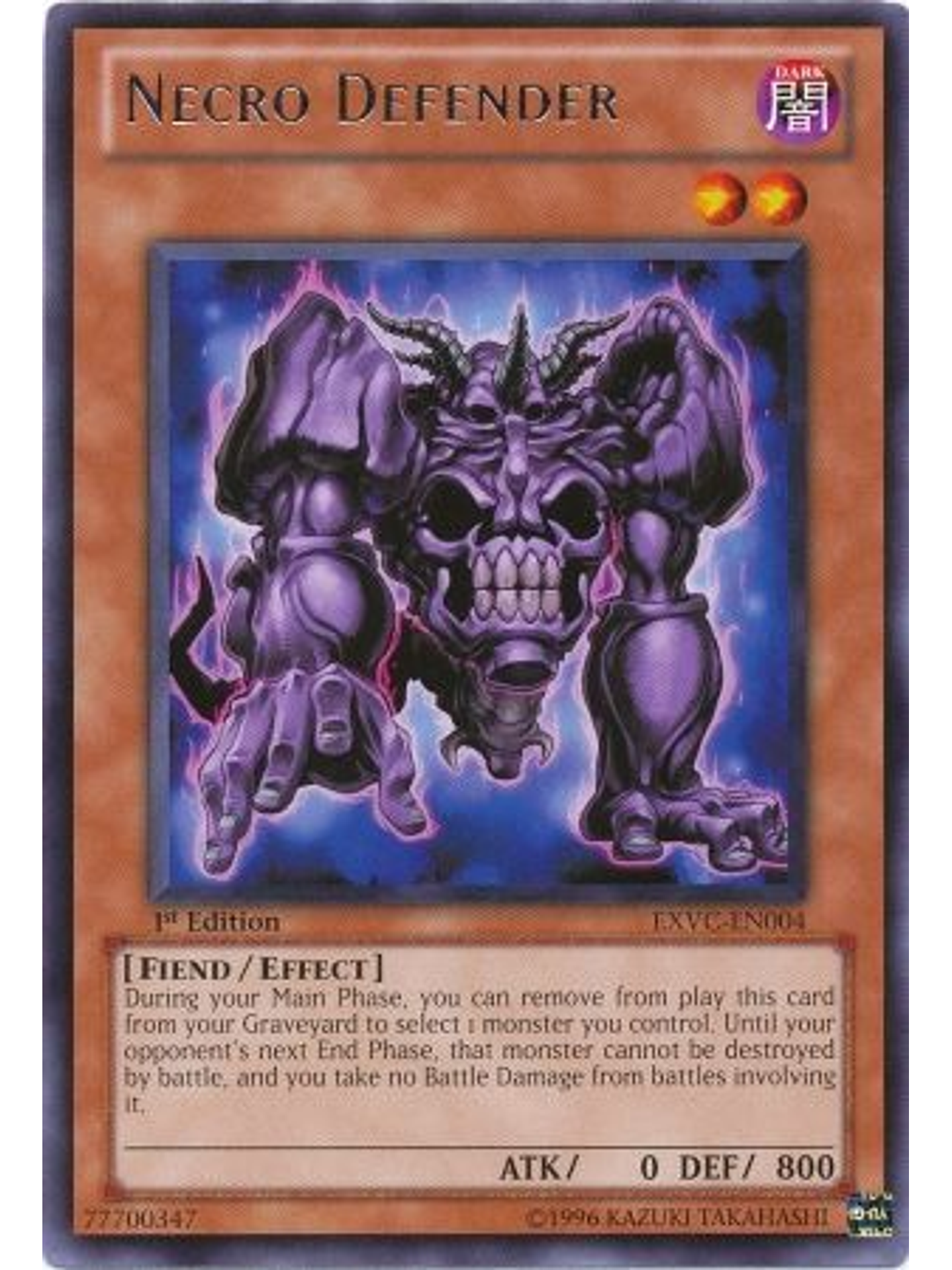 Necro Defender - EXVC-EN004 - Rare 1st Edition 1
