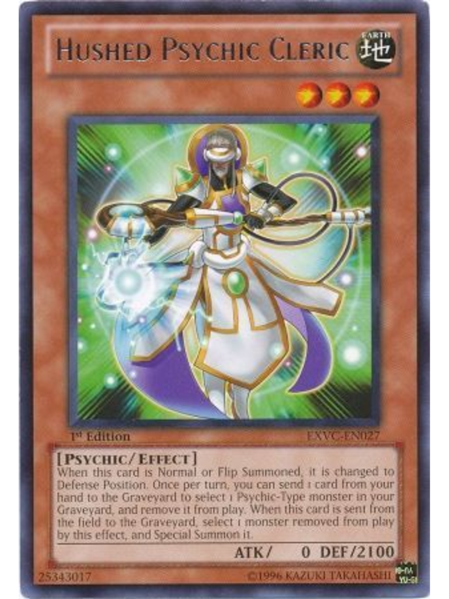 Hushed Psychic Cleric - EXVC-EN027 - Rare 1st Edition 1