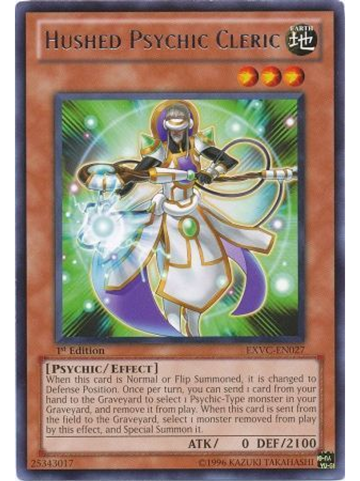 Hushed Psychic Cleric - EXVC-EN027 - Rare 1st Edition 1