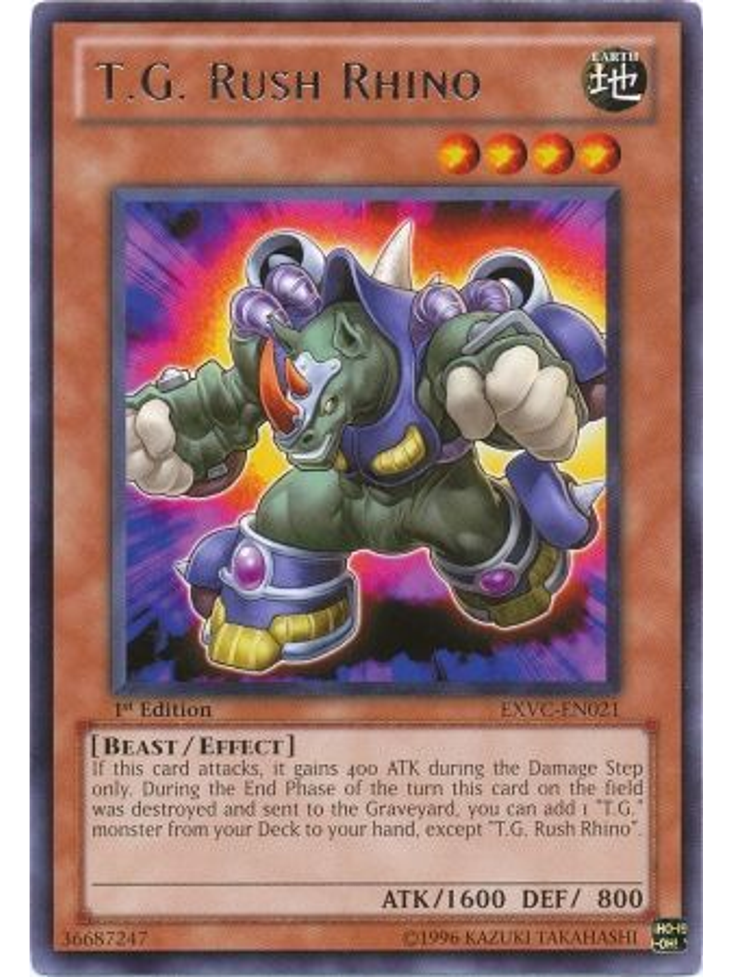 T.G. Rush Rhino - EXVC-EN021 - Rare 1st Edition 1