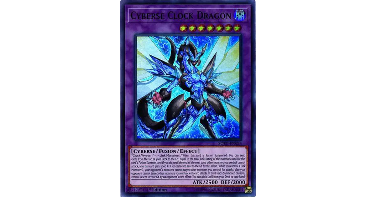 yugioh cyberse clock dragon deck Amazon.com: Yu-Gi-Oh! - Cyberse Clock Dragon - SOFU-EN034 - Ultra Rare -  1st Edition main image 1