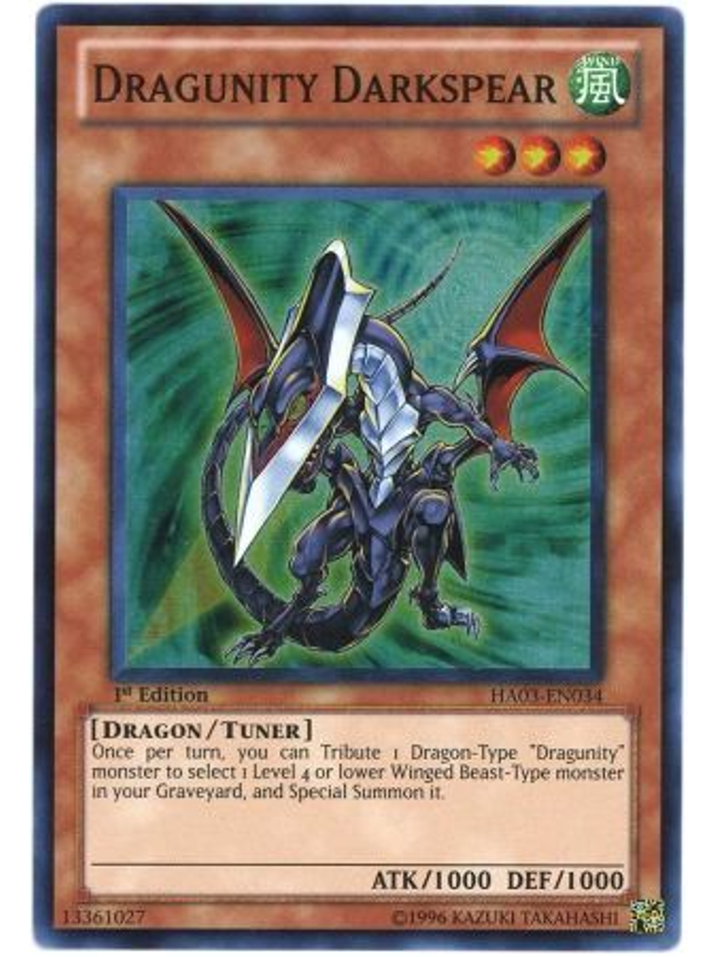 Dragunity Darkspear - HA03-EN034 - Super Rare 1st Edition 1