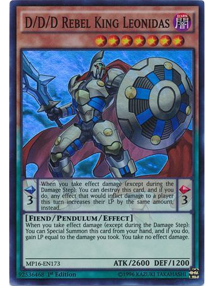D/D/D Rebel King Leonidas - MP16-EN173 - Super Rare 1st Edition 1