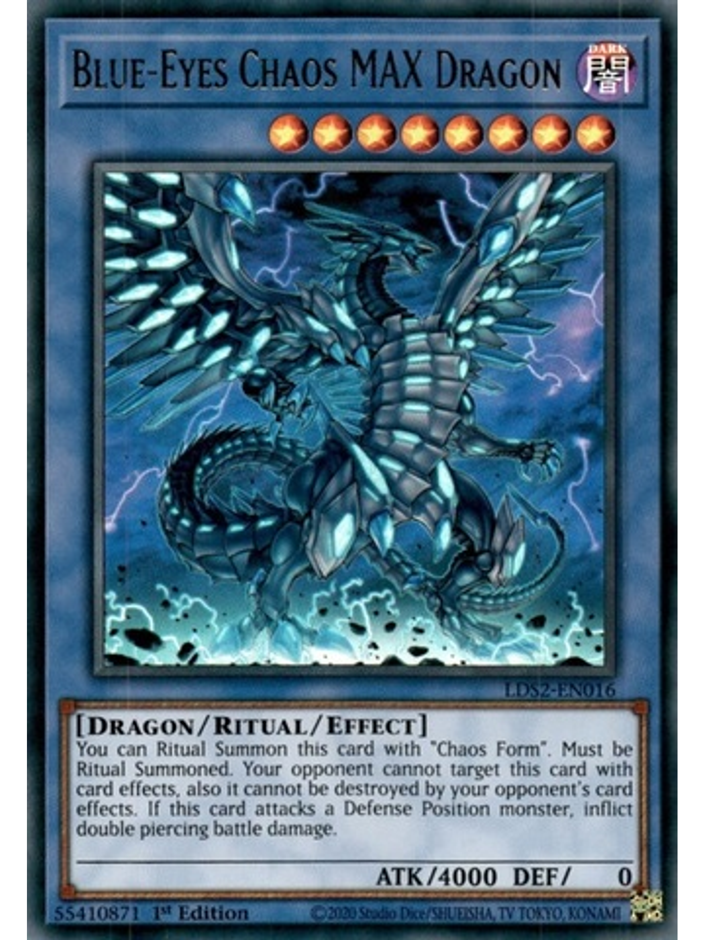 Blue-Eyes Chaos MAX Dragon - LDS2-EN016 - Ultra Rare 1st Edition 1