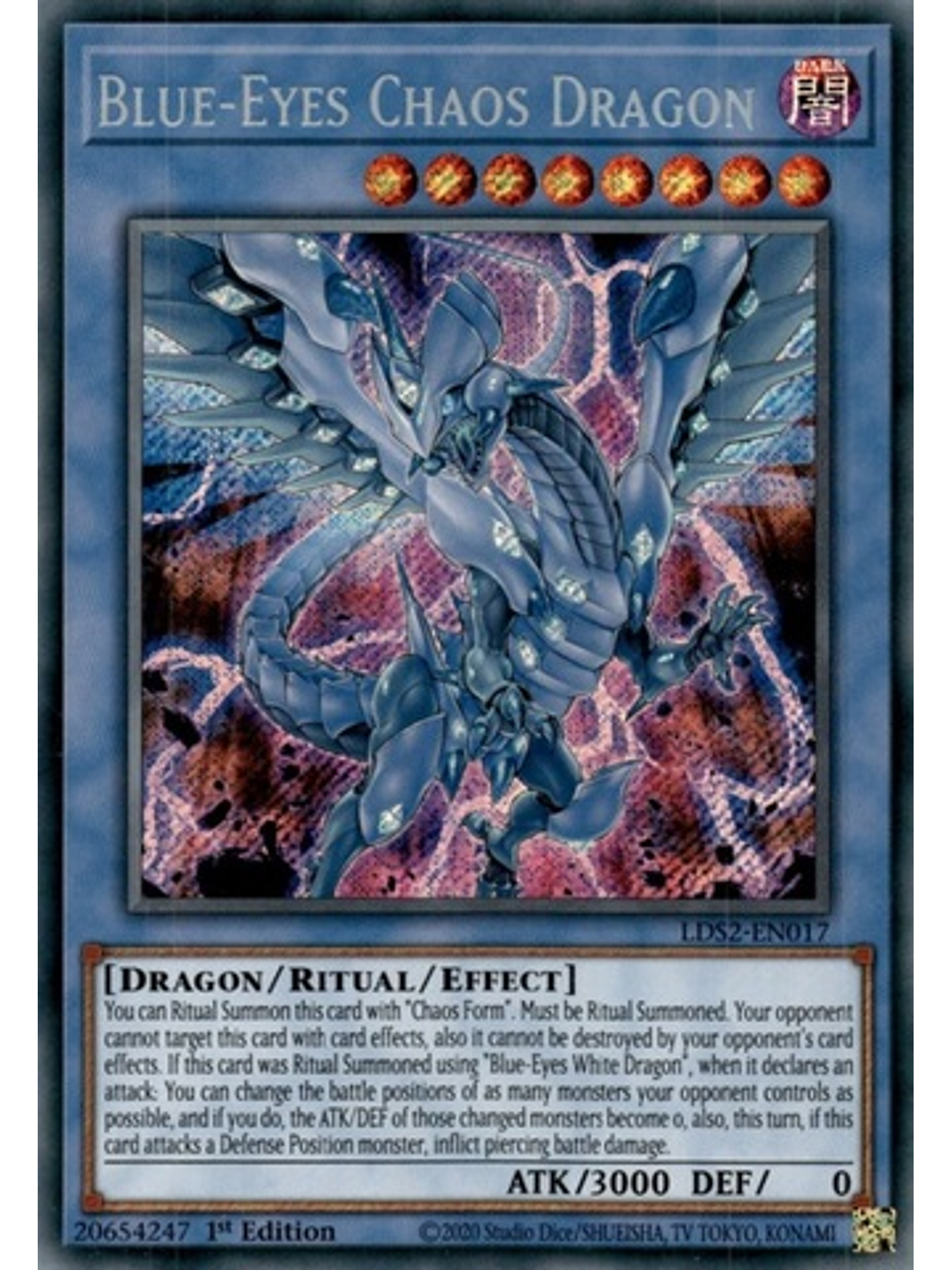 Blue-Eyes Chaos Dragon - LDS2-EN017 - Secret Rare 1st Edition 1