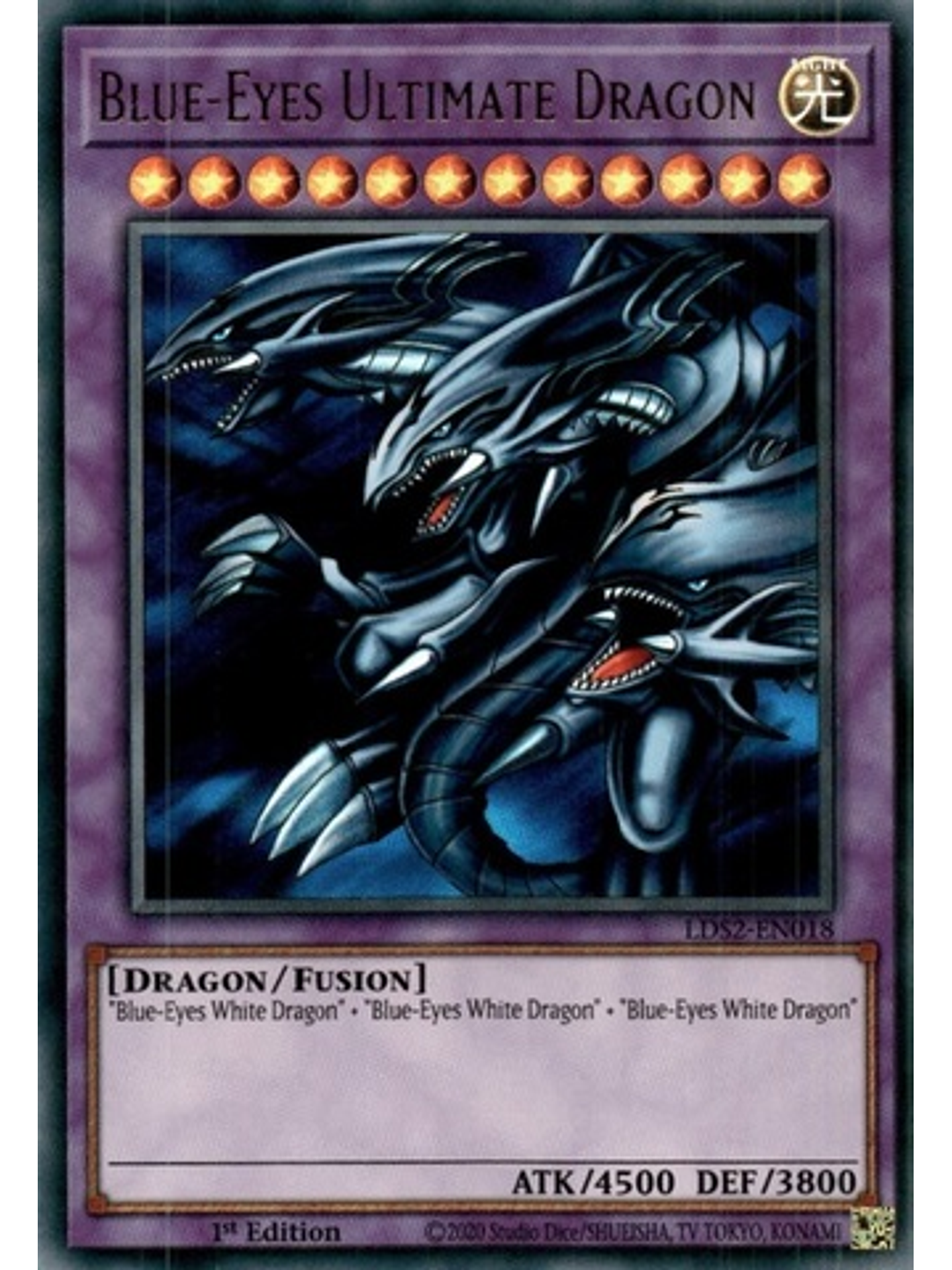 Blue-Eyes Ultimate Dragon (Green) - LDS2-EN018 - Ultra Rare 1st Edition 1