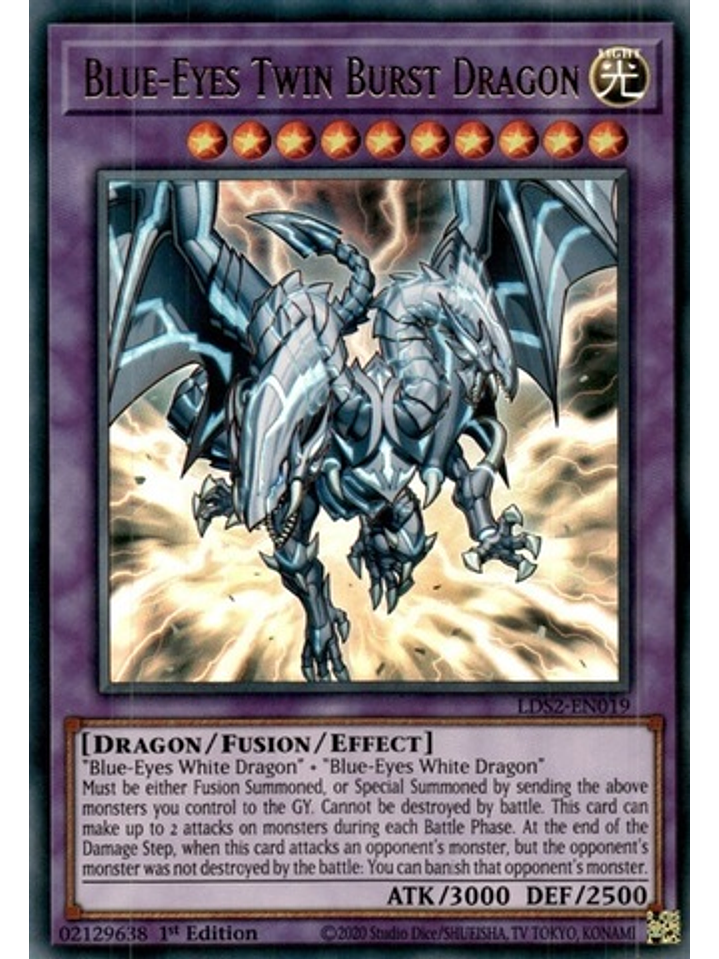 Blue-Eyes Twin Burst Dragon (Green) - LDS2-EN019 - Ultra Rare 1st Edition 1