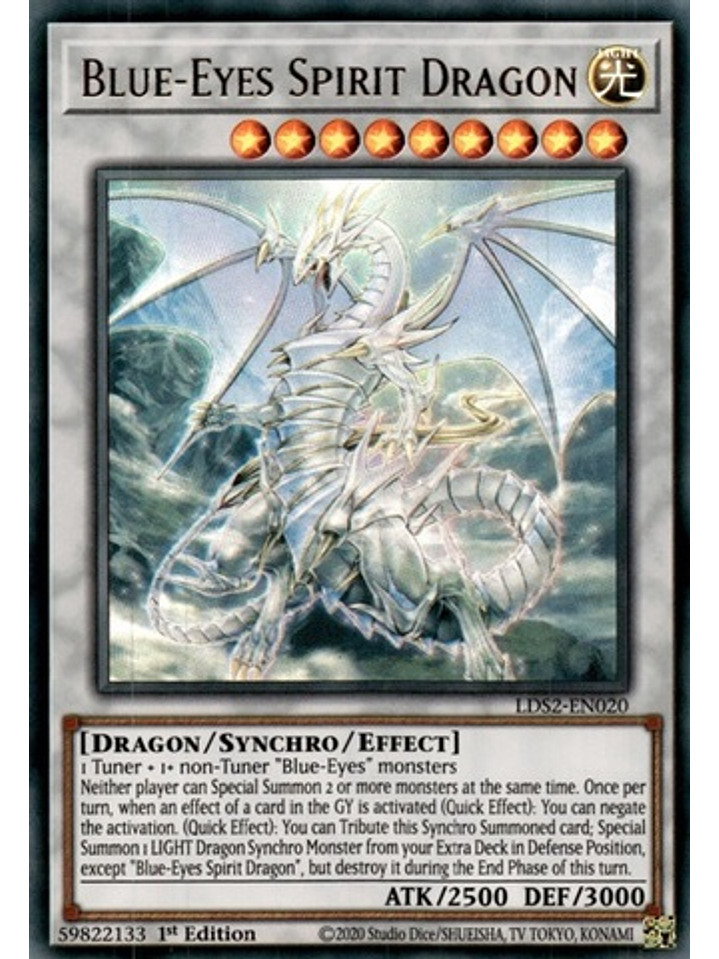 Blue-Eyes Spirit Dragon (Green) - LDS2-EN020 - Ultra Rare 1st Edition 1