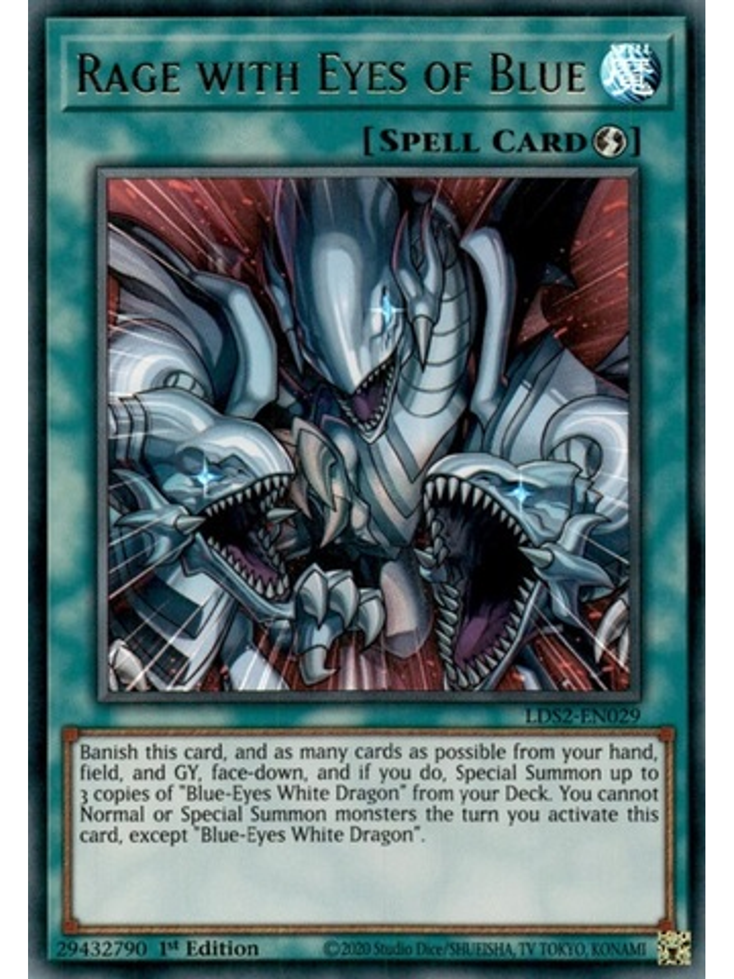 Rage with Eyes of Blue (Blue) - LDS2-EN029 - Ultra Rare 1st Edition 1