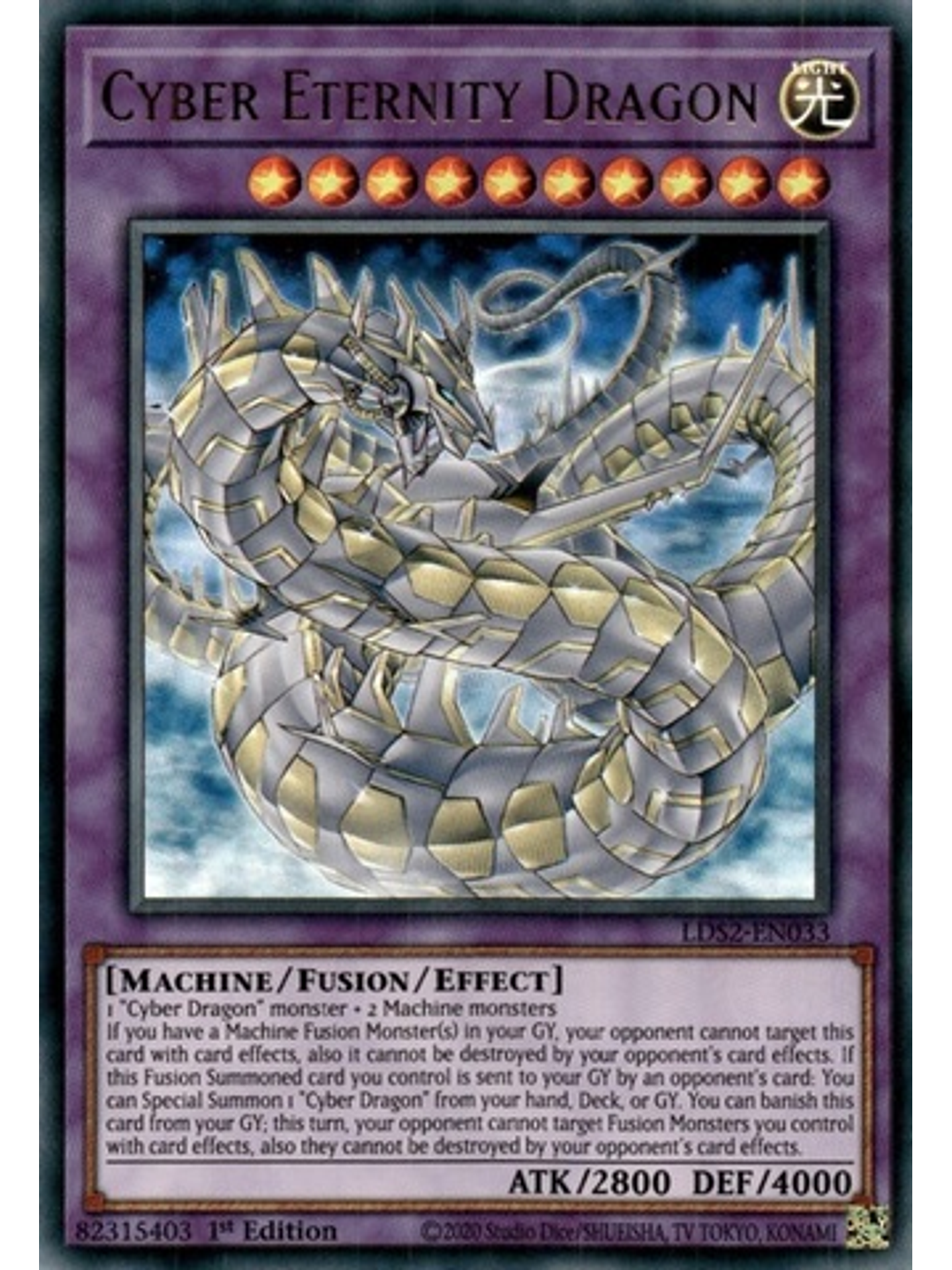 Cyber Eternity Dragon (Green) - LDS2-EN033 - Ultra Rare 1st Edition 1