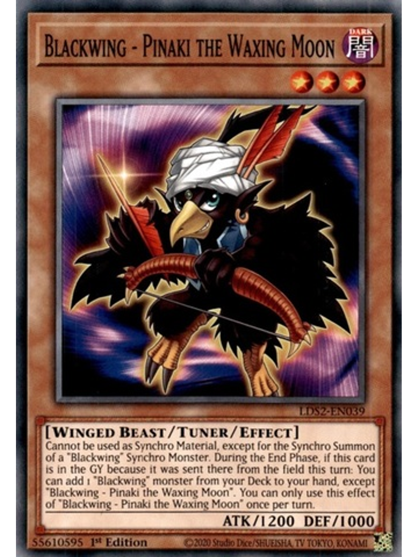 Blackwing - Pinaki the Waxing Moon - LDS2-EN039 - Common 1st Edition 1