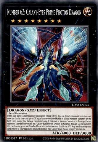 Number 62: Galaxy-Eyes Prime Photon Dragon - LDS2-EN053 - Common 1st Edition