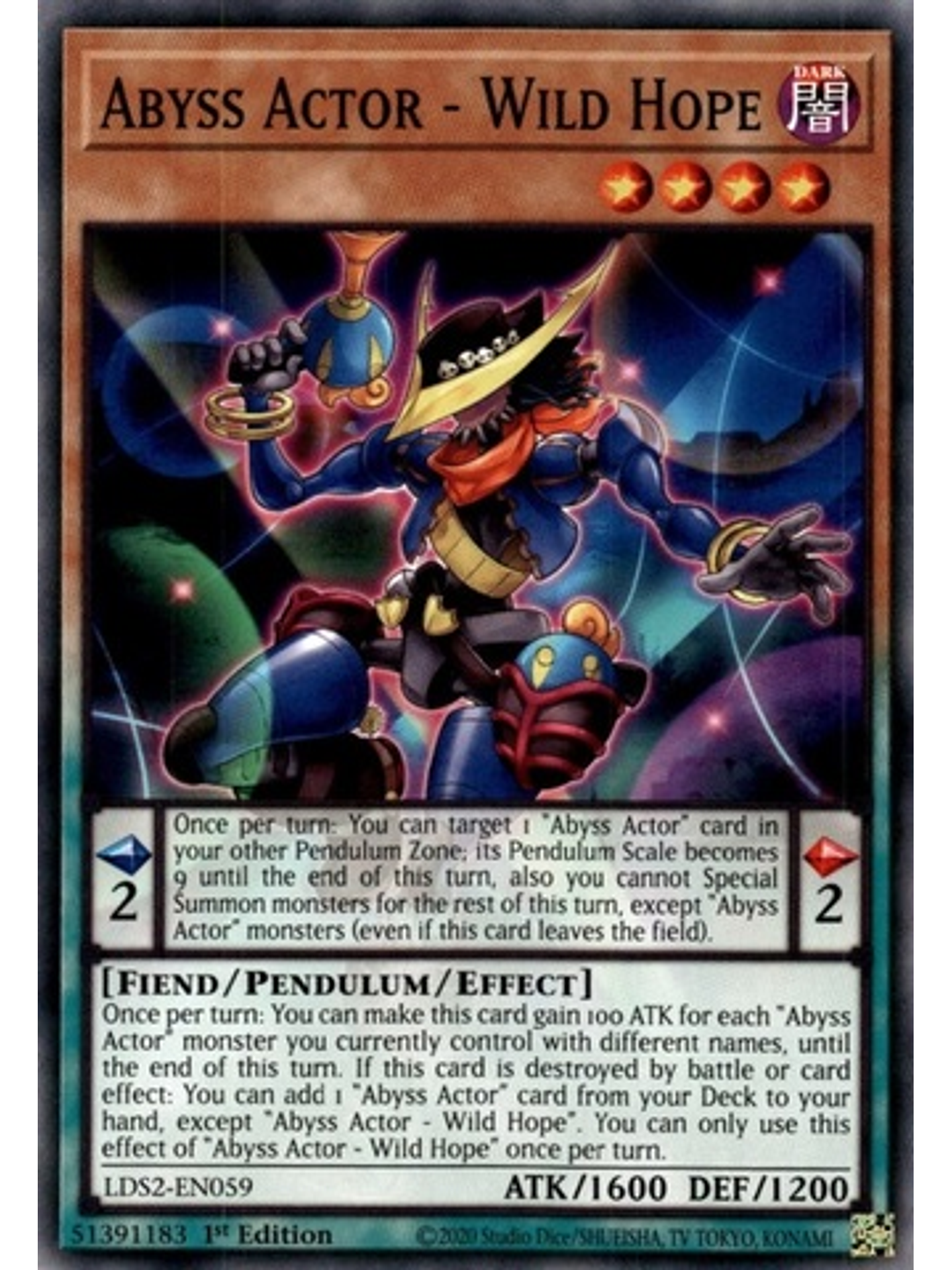 Abyss Actor - Wild Hope - LDS2-EN059 - Common 1st Edition 1