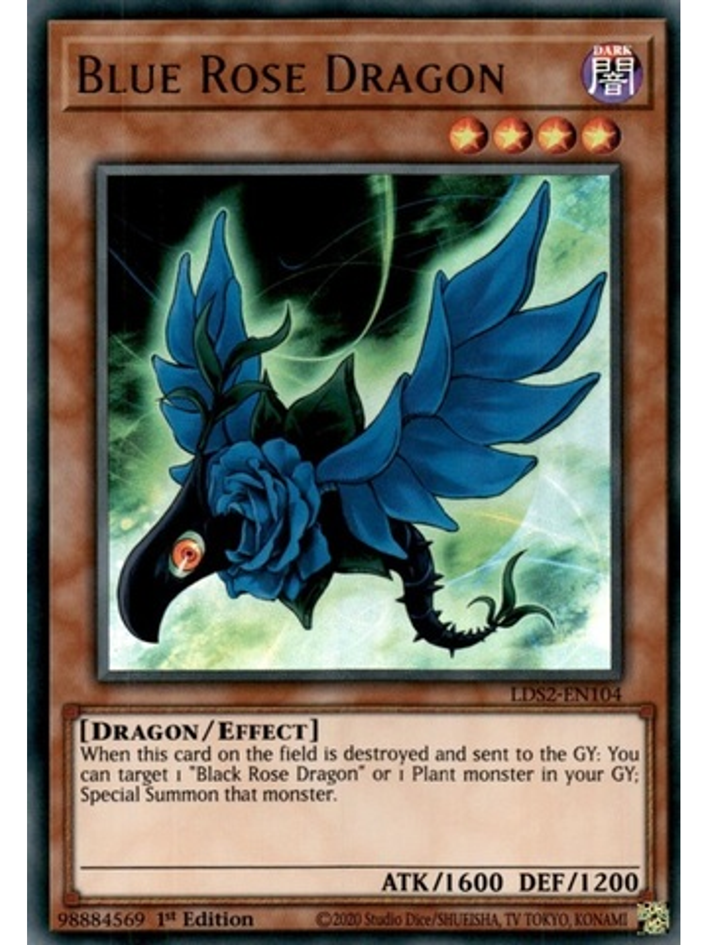 Blue Rose Dragon (Purple) - LDS2-EN104 - Ultra Rare 1st Edition 1