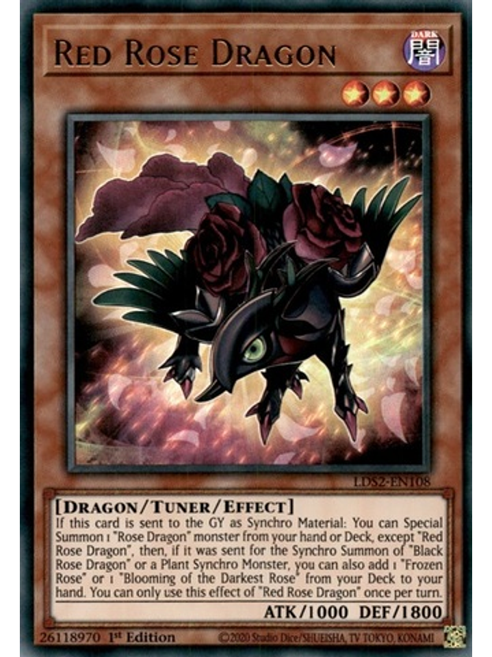 Red Rose Dragon (Blue) - LDS2-EN108 - Ultra Rare 1st Edition 1