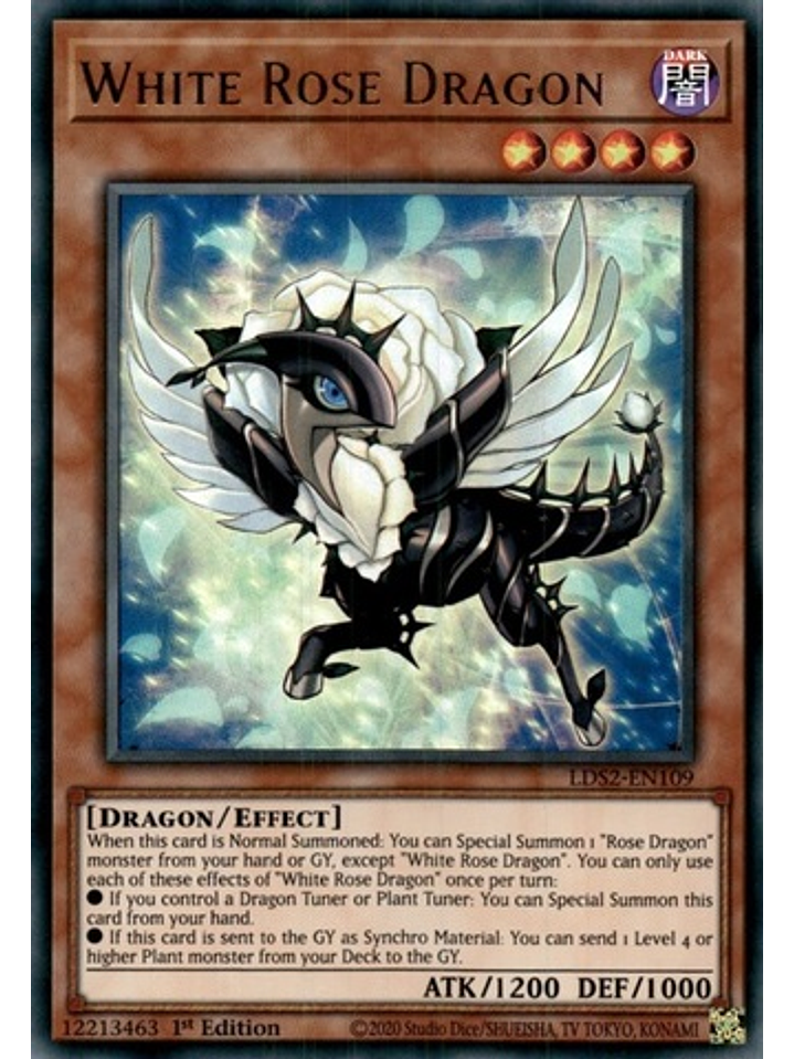White Rose Dragon (Purple) - LDS2-EN109 - Ultra Rare 1st Edition 1