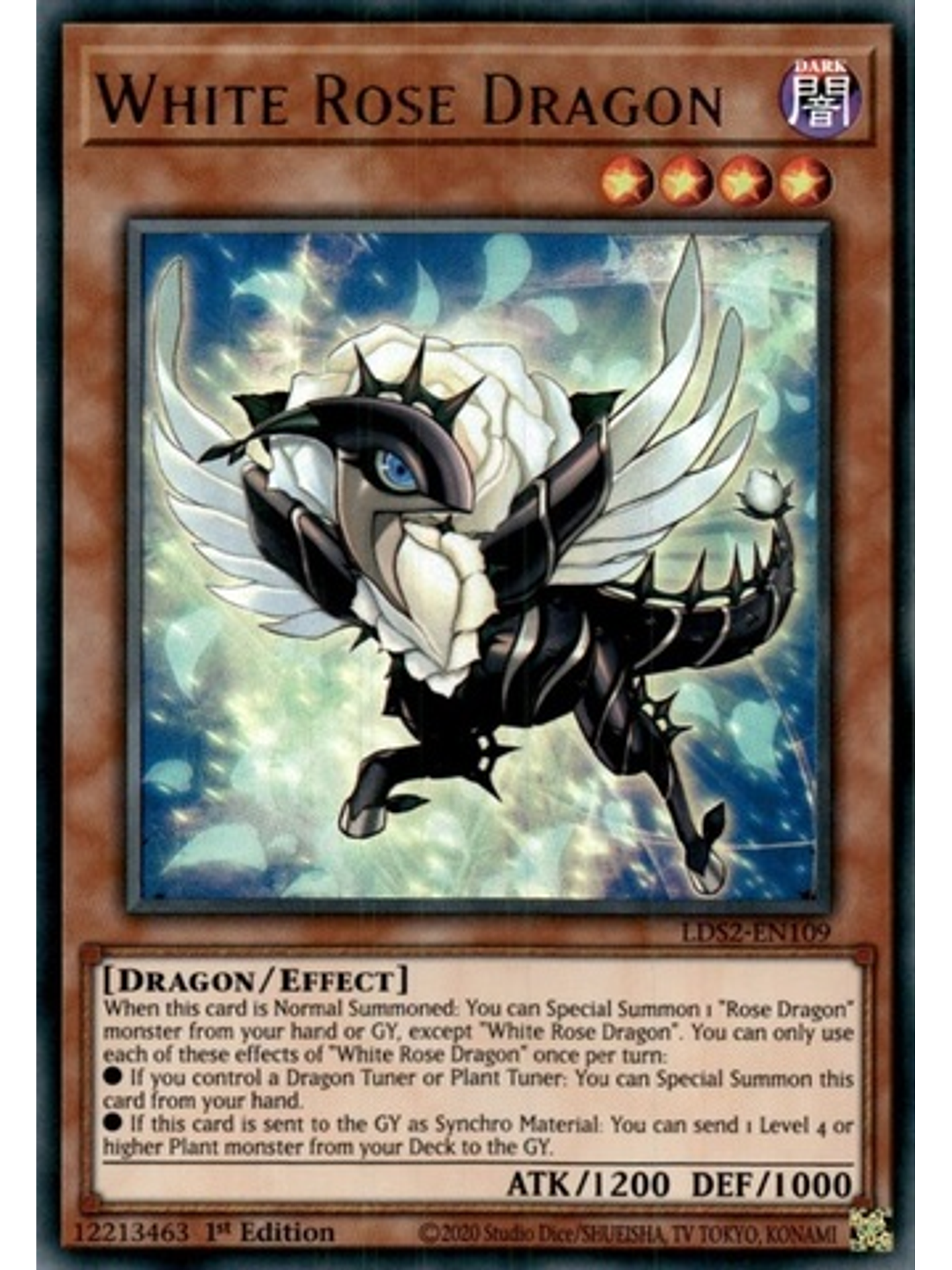 White Rose Dragon (Green) - LDS2-EN109 - Ultra Rare 1st Edition 1