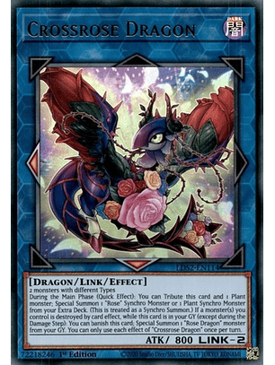 Crossrose Dragon (Green) - LDS2-EN114 - Ultra Rare 1st Edition