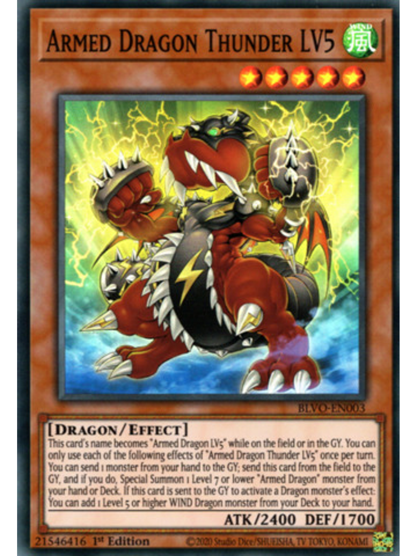 Armed Dragon Thunder LV5 - BLVO-EN003 - Super Rare 1st Edition 1