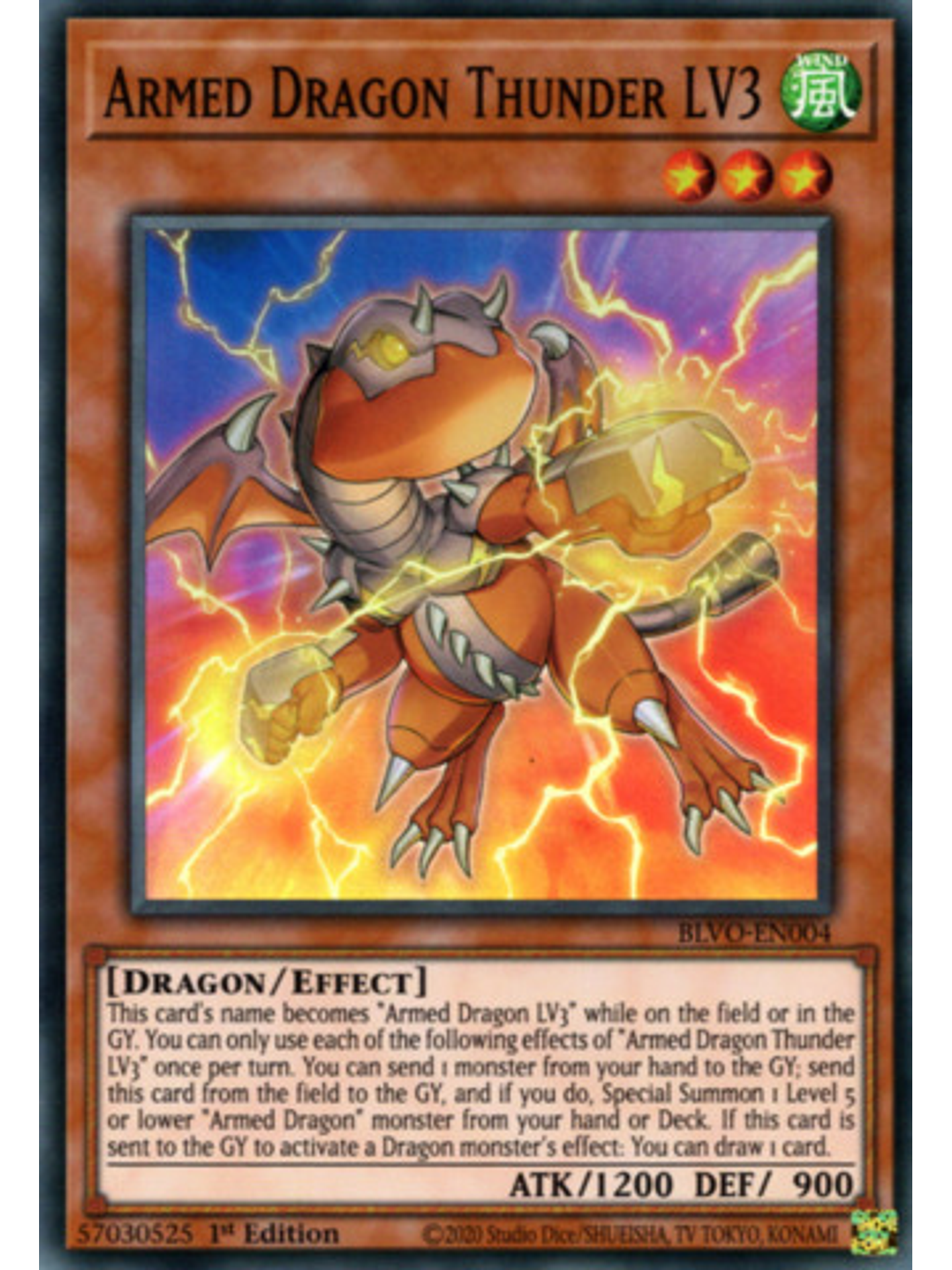 Armed Dragon Thunder LV3 - BLVO-EN004 - Super Rare 1st Edition 1