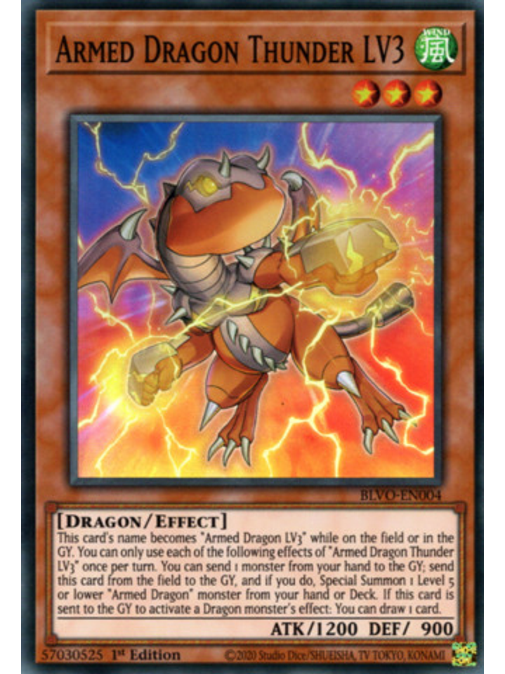 Armed Dragon Thunder LV3 - BLVO-EN004 - Super Rare 1st Edition 1