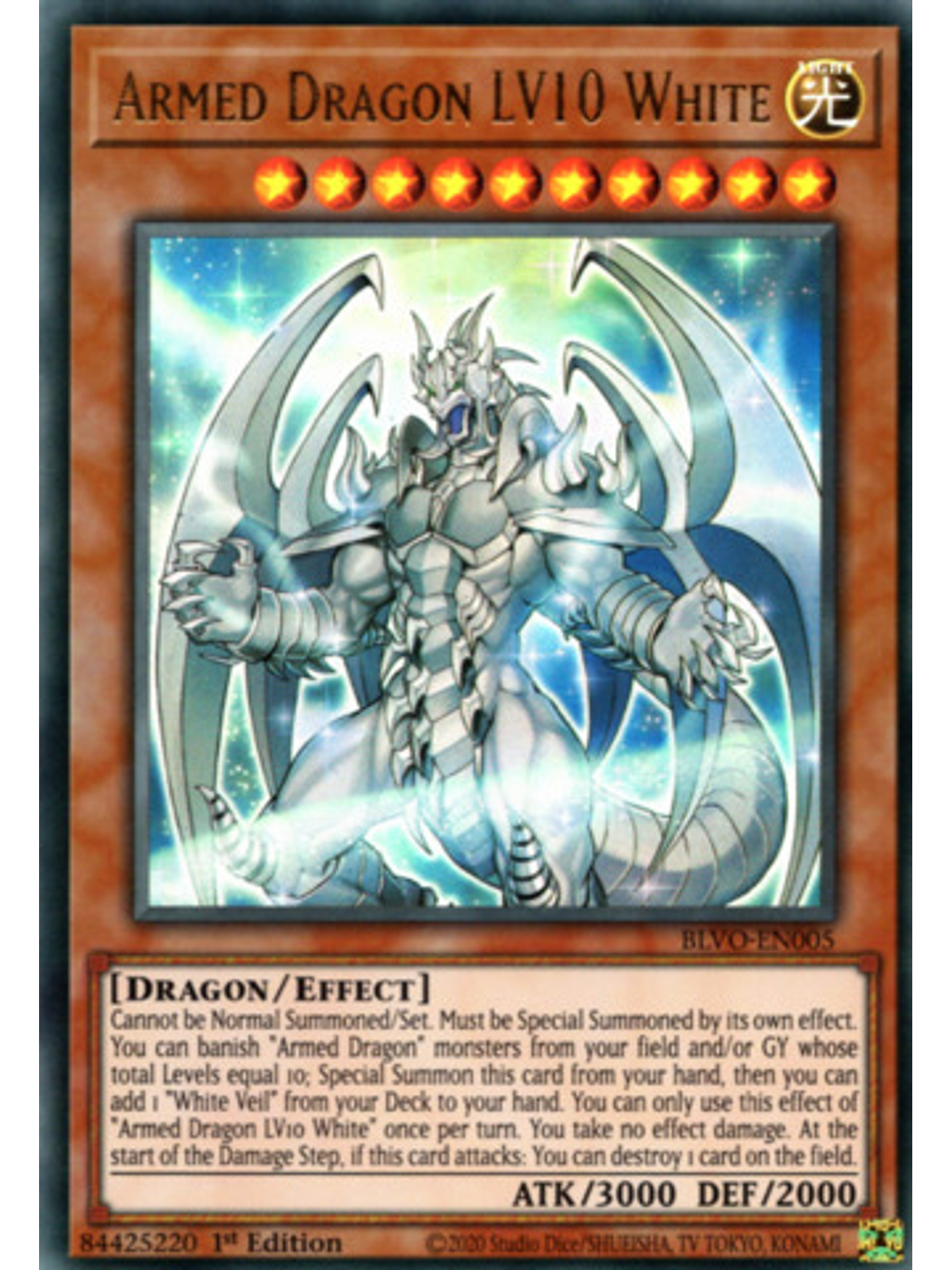 Armed Dragon LV10 White - BLVO-EN005 - Ultra Rare 1st Edition 1
