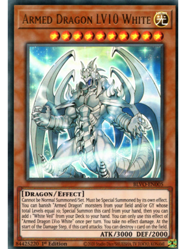 Armed Dragon LV10 White - BLVO-EN005 - Ultra Rare 1st Edition 1