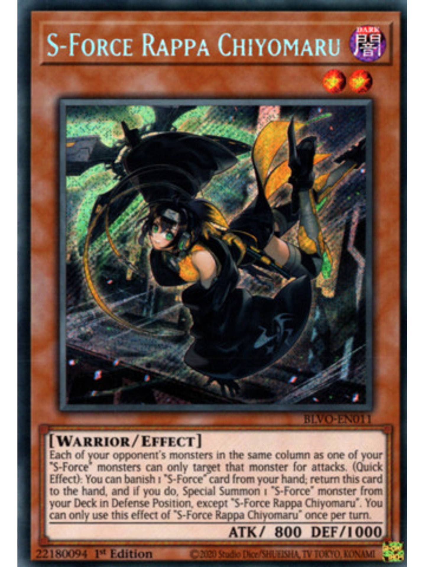 S-Force Rappa Chiyomaru - BLVO-EN011 - Secret Rare 1st Edition 1