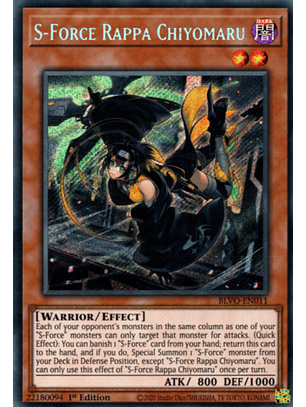 S-Force Rappa Chiyomaru - BLVO-EN011 - Secret Rare 1st Edition
