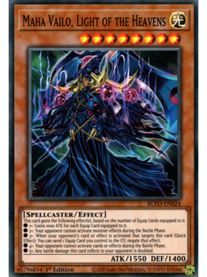 Maha Vailo, Light of the Heavens - BLVO-EN024 - Super Rare 1st Edition 1