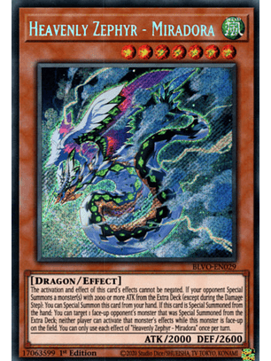 Heavenly Zephyr - Miradora - BLVO-EN029 - Secret Rare 1st Edition