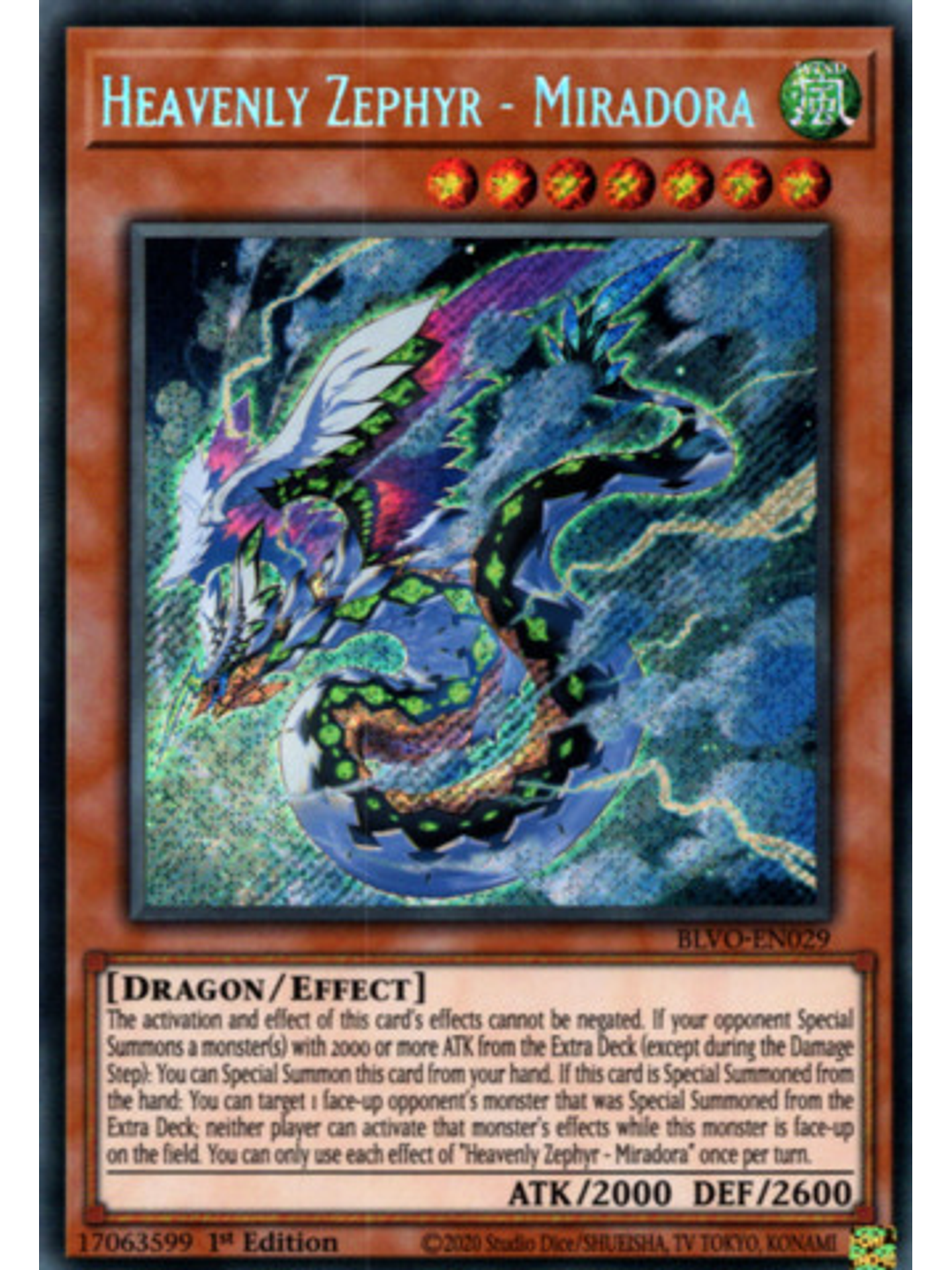 Heavenly Zephyr - Miradora - BLVO-EN029 - Starlight Rare 1st Edition 1