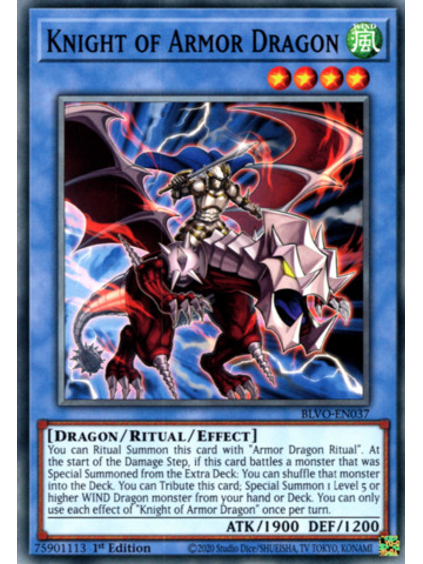Knight of Armor Dragon - BLVO-EN037 - Common 1st Edition 1