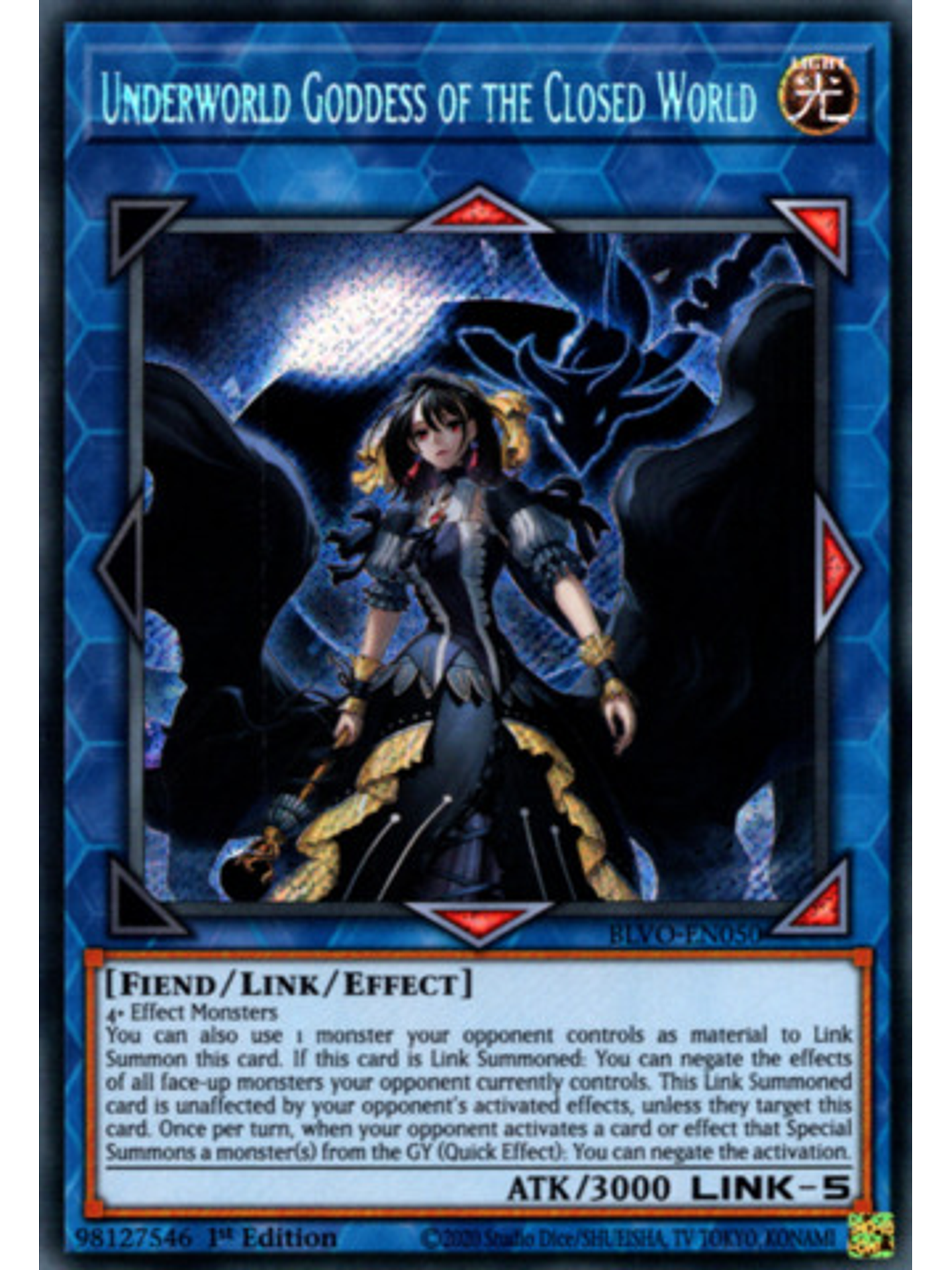 Underworld Goddess of the Closed World - BLVO-EN050 - Secret Rare 1st Edition 1