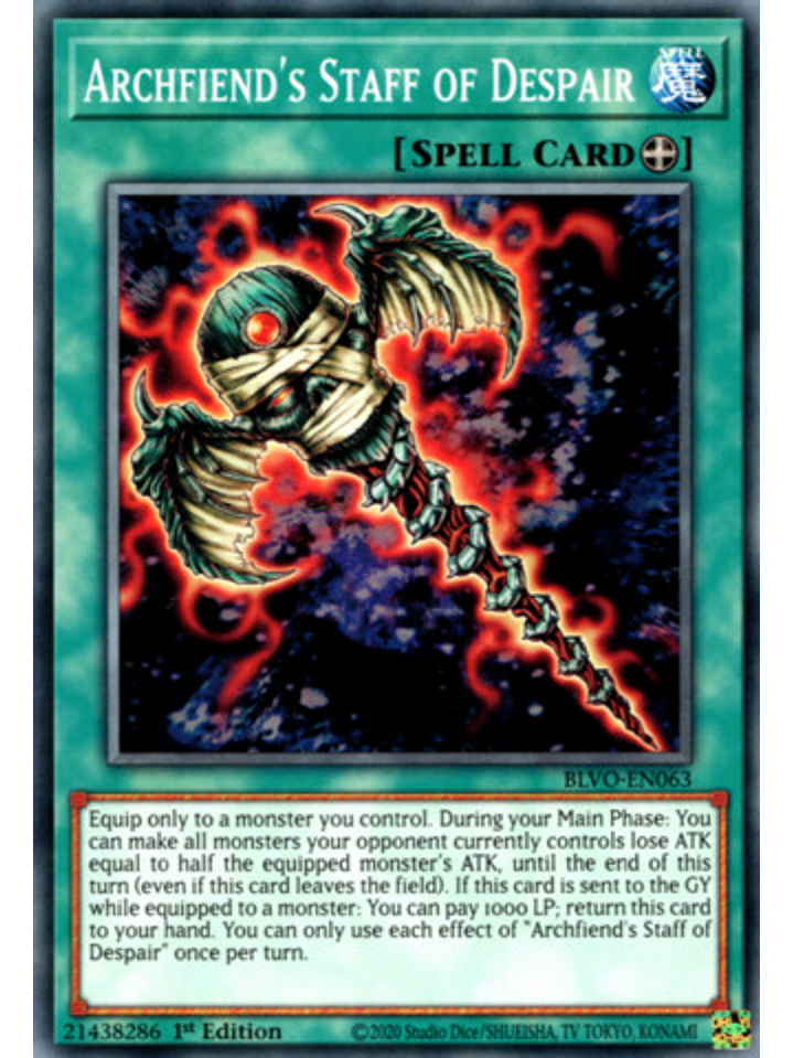 Archfiend's Staff of Despair - BLVO-EN063 - Common 1st Edition 1
