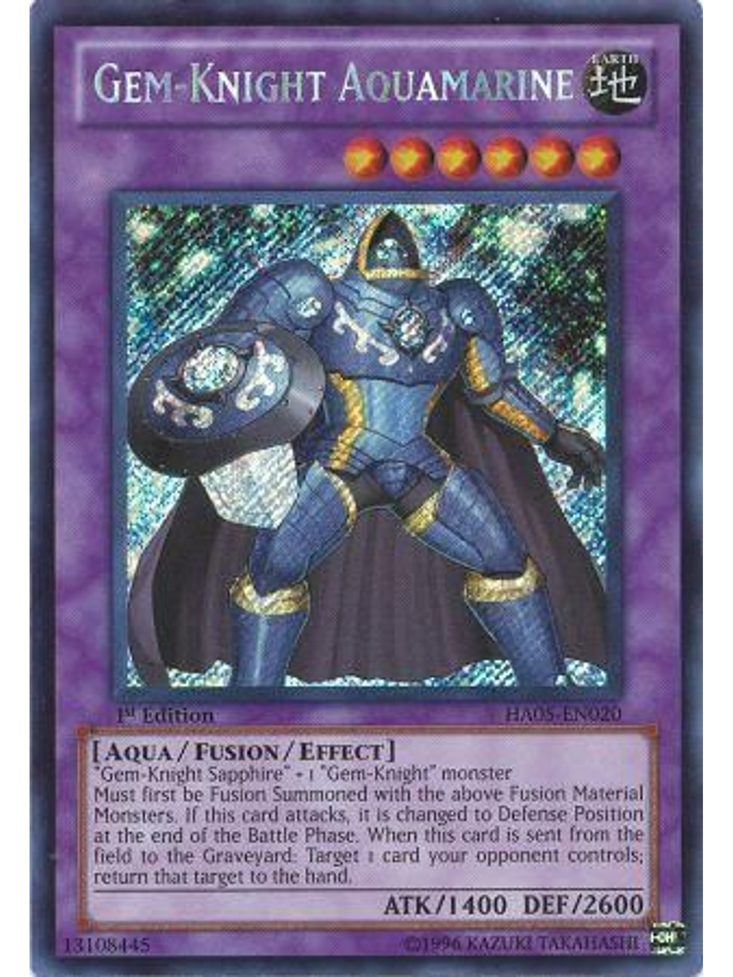 Gem-Knight Aquamarine - HA05-EN020 - Secret Rare 1st Edition 1