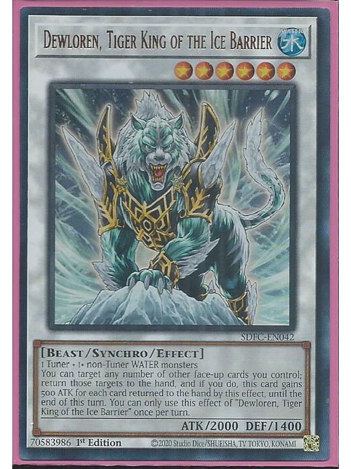 Dewloren, Tiger King of the Ice Barrier - SDFC-EN042 - Ultra Rare 1st Edition 1