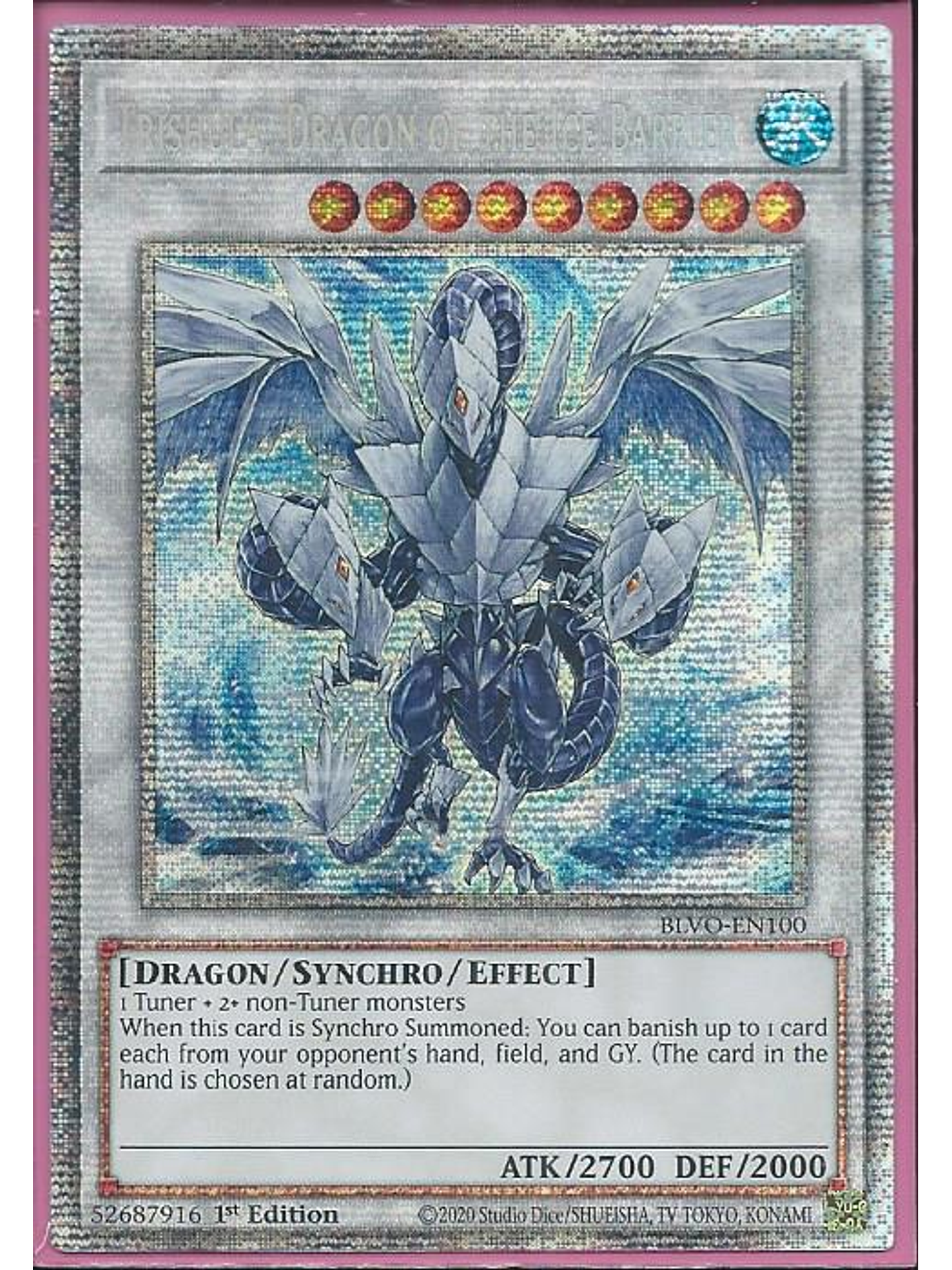 Trishula, Dragon of the Ice Barrier - BLVO-EN100 - Starlight Rare 1st Edition 1
