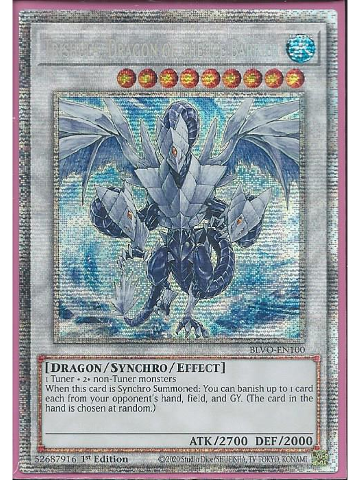 Trishula, Dragon of the Ice Barrier - BLVO-EN100 - Starlight Rare 1st Edition 1