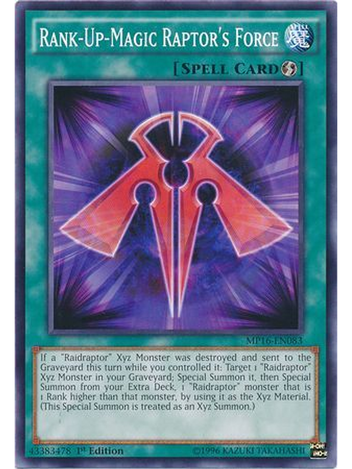Rank-Up-Magic Raptor's Force - MP16-EN083 - Common 1st Edition 1