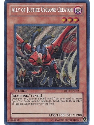 Ally of Justice Cyclone Creator - DREV-EN092 - Secret Rare 1st Edition