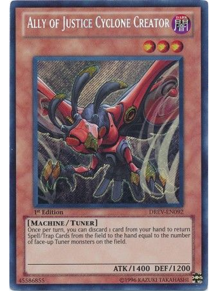 Ally of Justice Cyclone Creator - DREV-EN092 - Secret Rare 1st Edition 1
