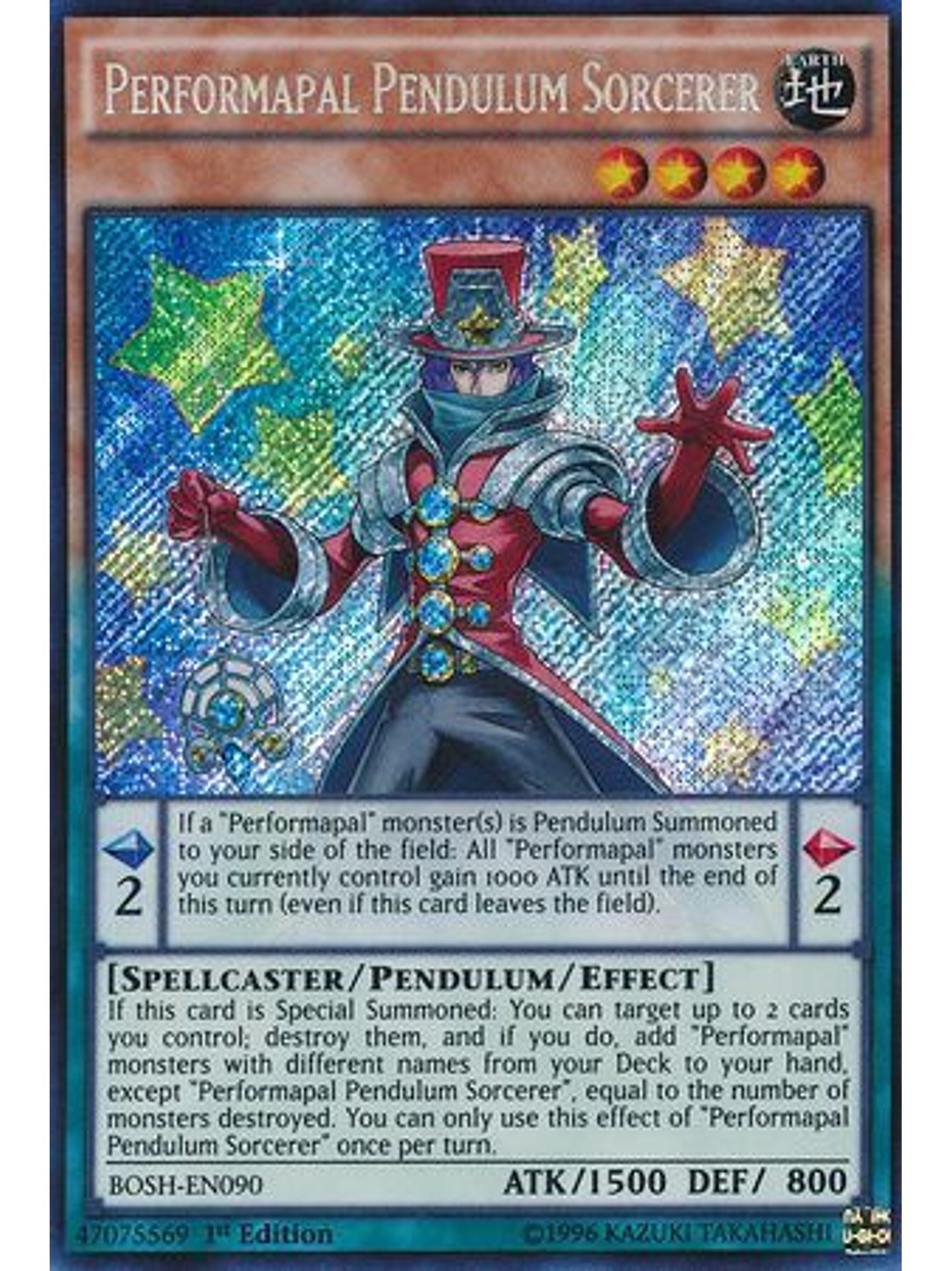 Performapal Pendulum Sorcerer - BOSH-EN090 - Secret Rare 1st Edition 1