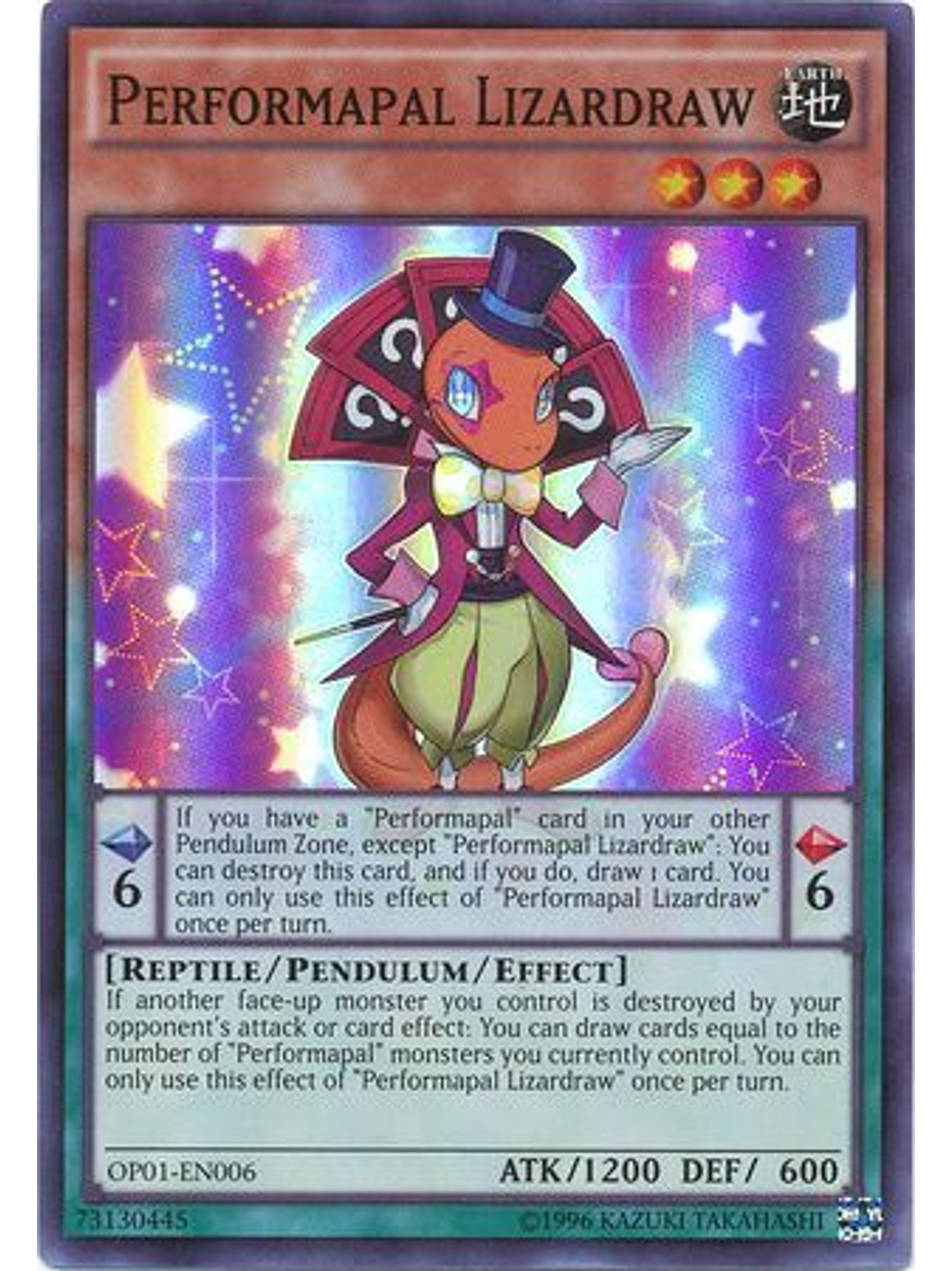 Performapal Lizardraw - OP01-EN006 - Super Rare 1