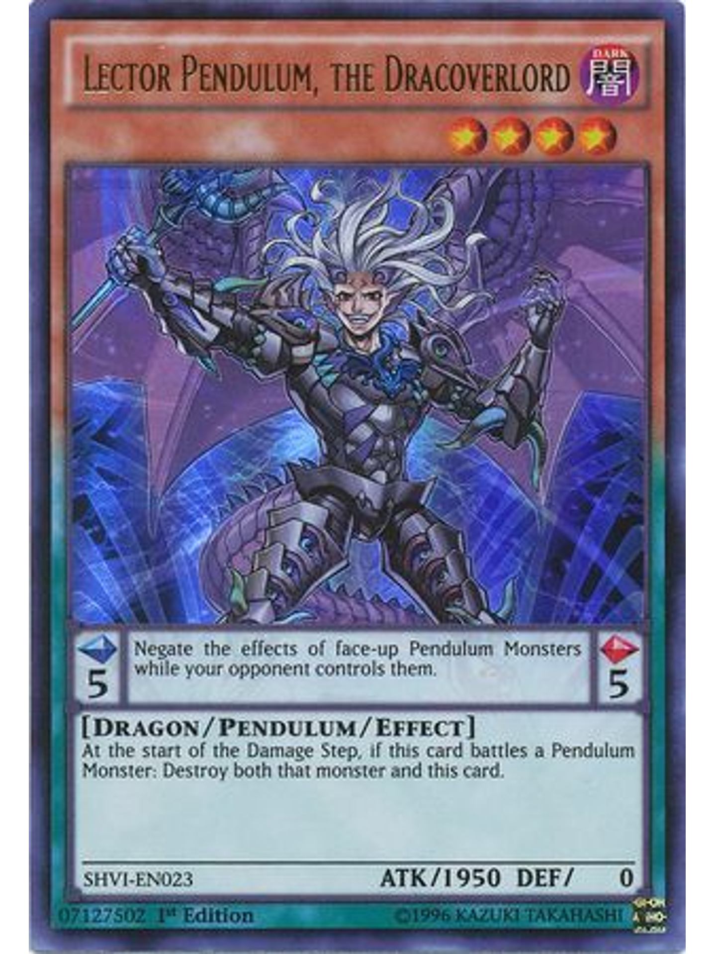 Lector Pendulum, the Dracoverlord - SHVI-EN023 - Ultra Rare 1st Edition 1