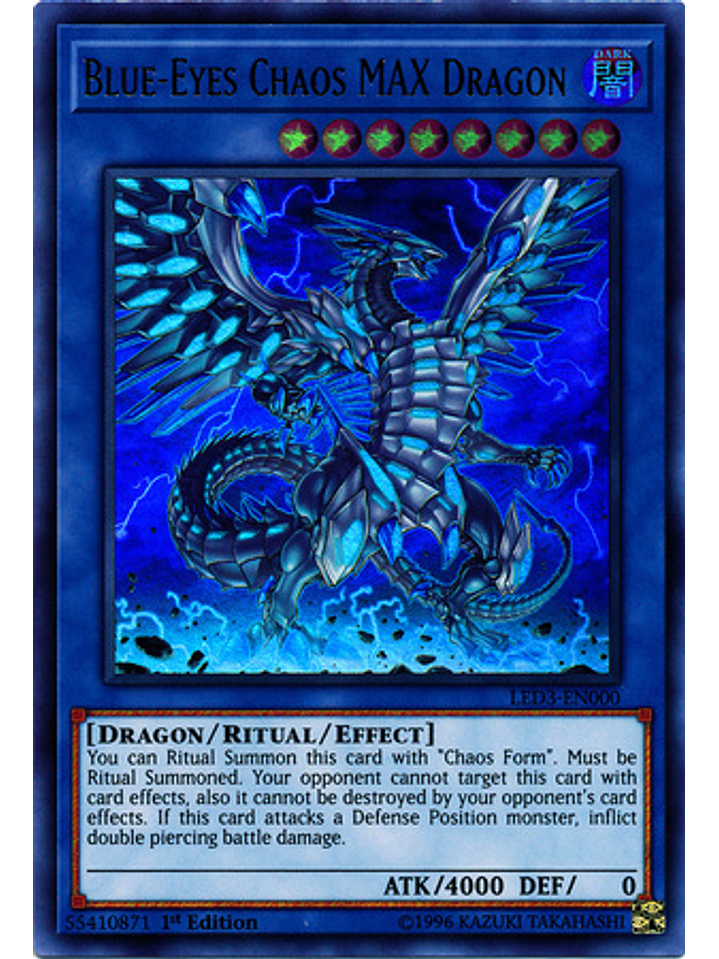 Blue-Eyes Chaos MAX Dragon - LED3-EN000 - Ultra Rare 1st Edition 1