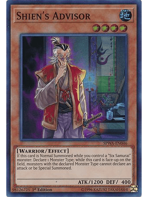 Shien's Advisor - SPWA-EN046 - Super Rare 1st Edition