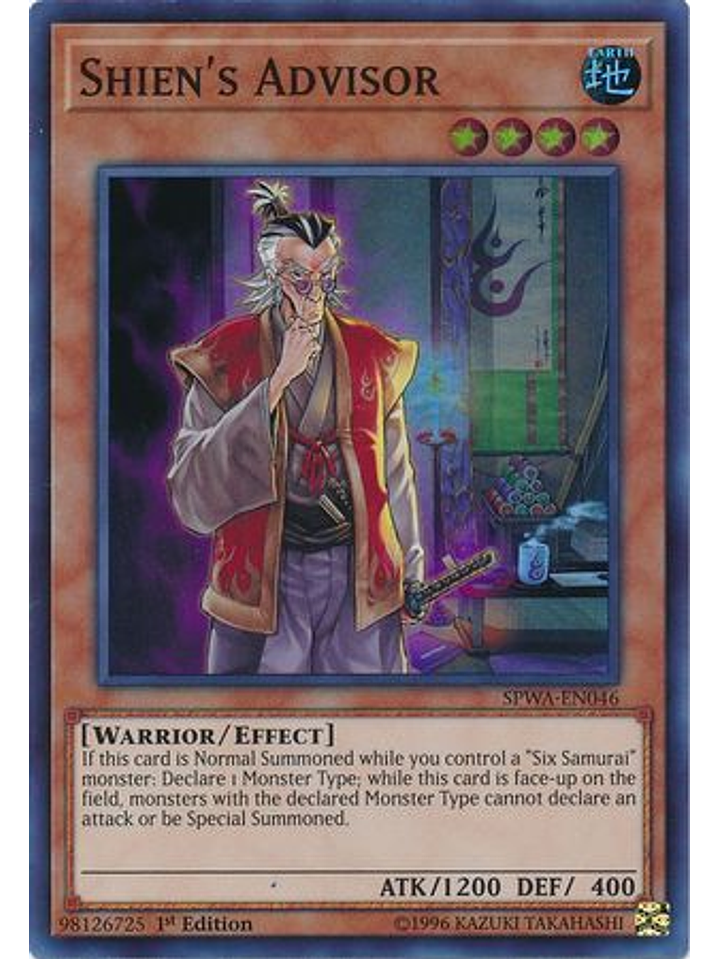 Shien's Advisor - SPWA-EN046 - Super Rare 1st Edition 1
