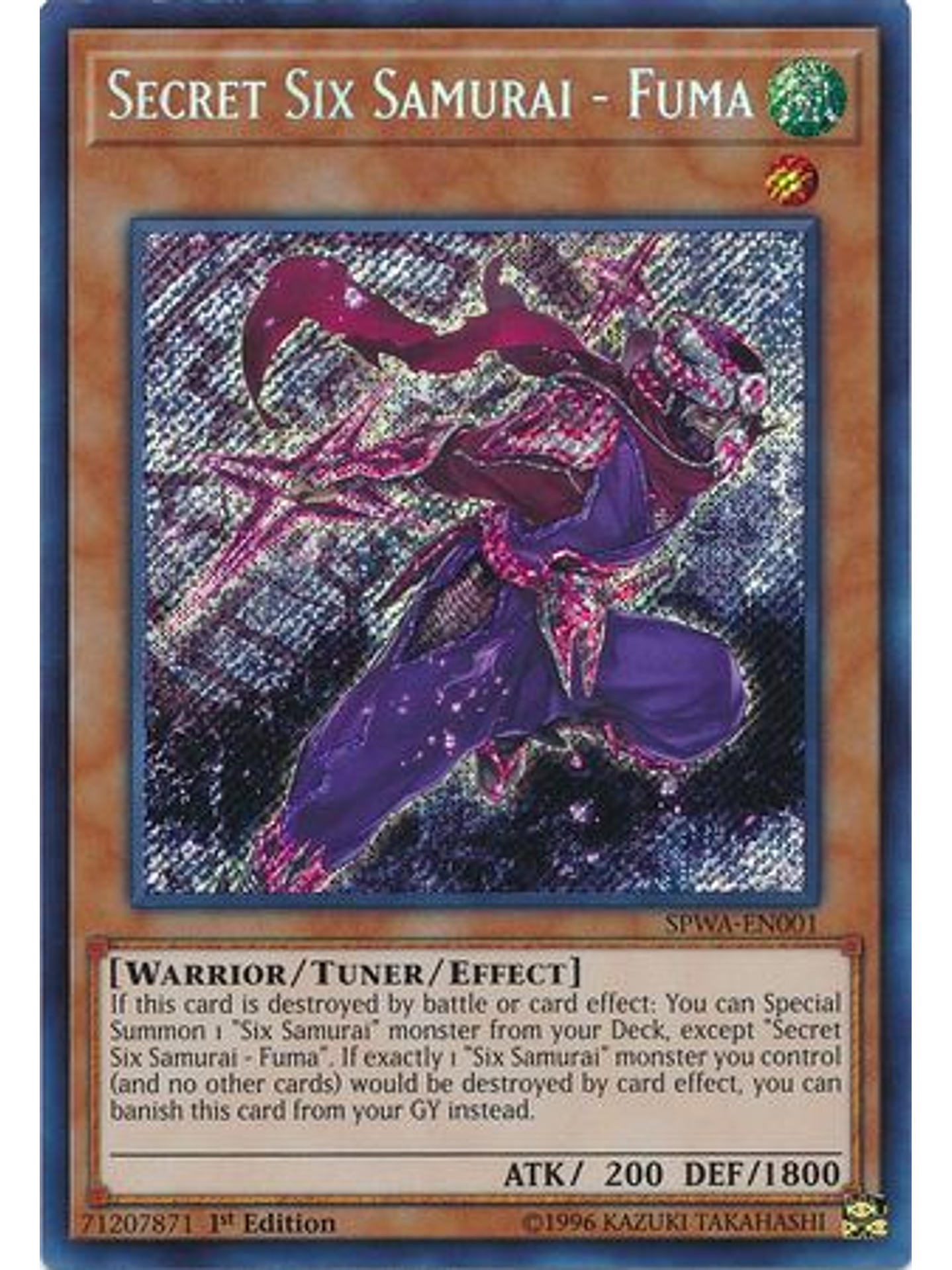 Secret Six Samurai - Fuma - SPWA-EN001 - Secret Rare 1st Edition 1